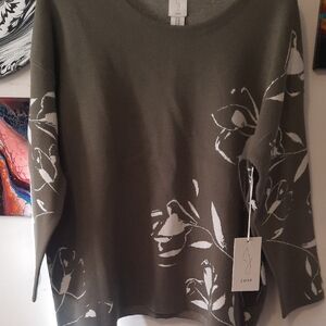 Joie Khaki Floral Knit Top